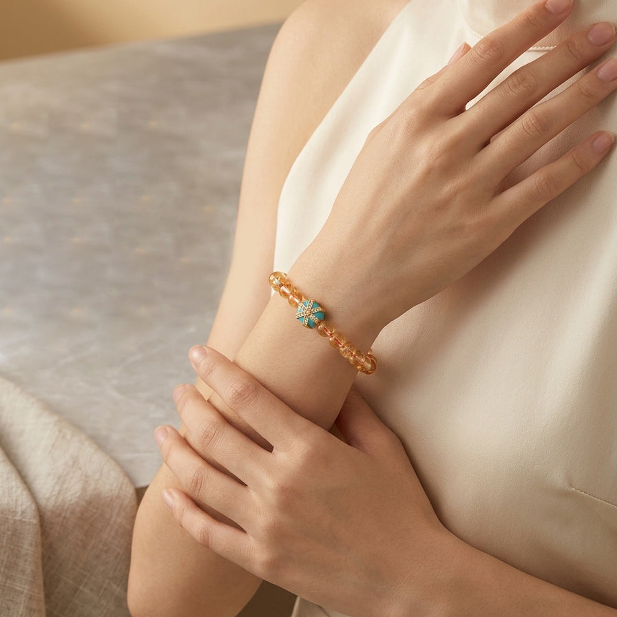 018 Double Layer Clear Quartz Wrap Bracelet with Gold Lucky Charm, Aesthetic Stackable Crystal Jewelry for Purity & Good Luck, Spiritual Protection