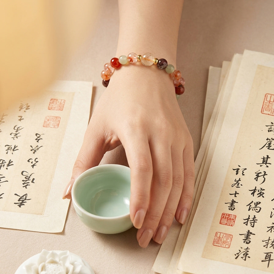 049 Natural Gemstone Wrap Bracelet ✨ Sophisticated Multi-Strand Jewelry for Positivity & Joy - Elegant Daily Spiritual Talisman