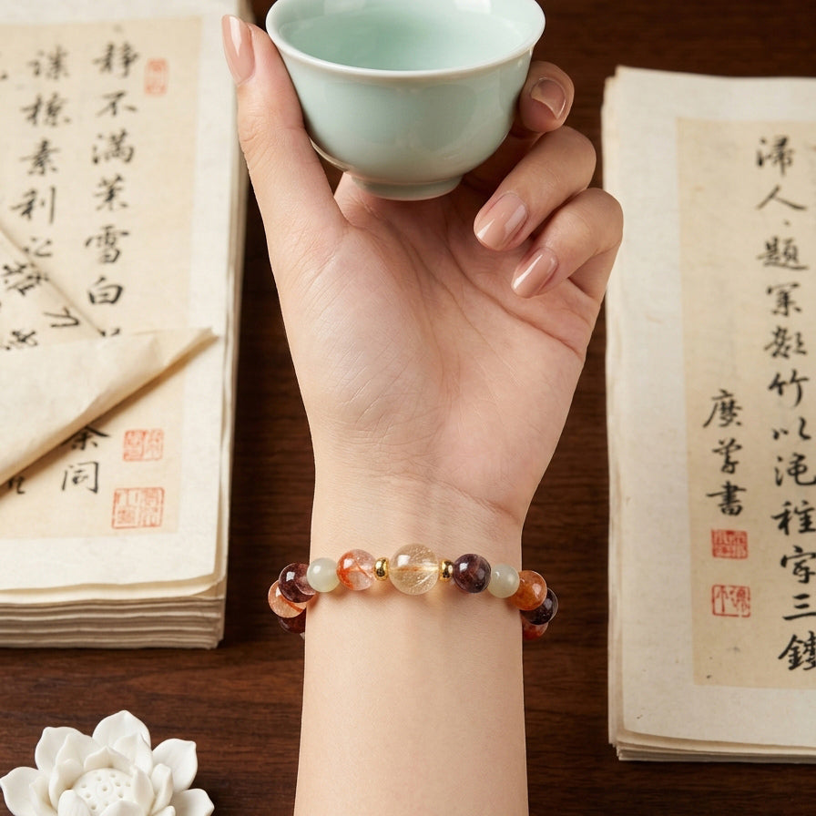 049 Natural Gemstone Wrap Bracelet ✨ Sophisticated Multi-Strand Jewelry for Positivity & Joy - Elegant Daily Spiritual Talisman