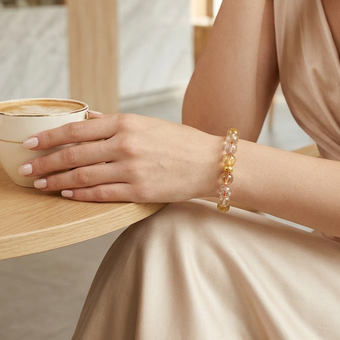 046 Elegant Gemstone Bracelet ✨ Hand-Selected Crystals for Positivity & Joy - Clean Girl Aesthetic Daily Accessory
