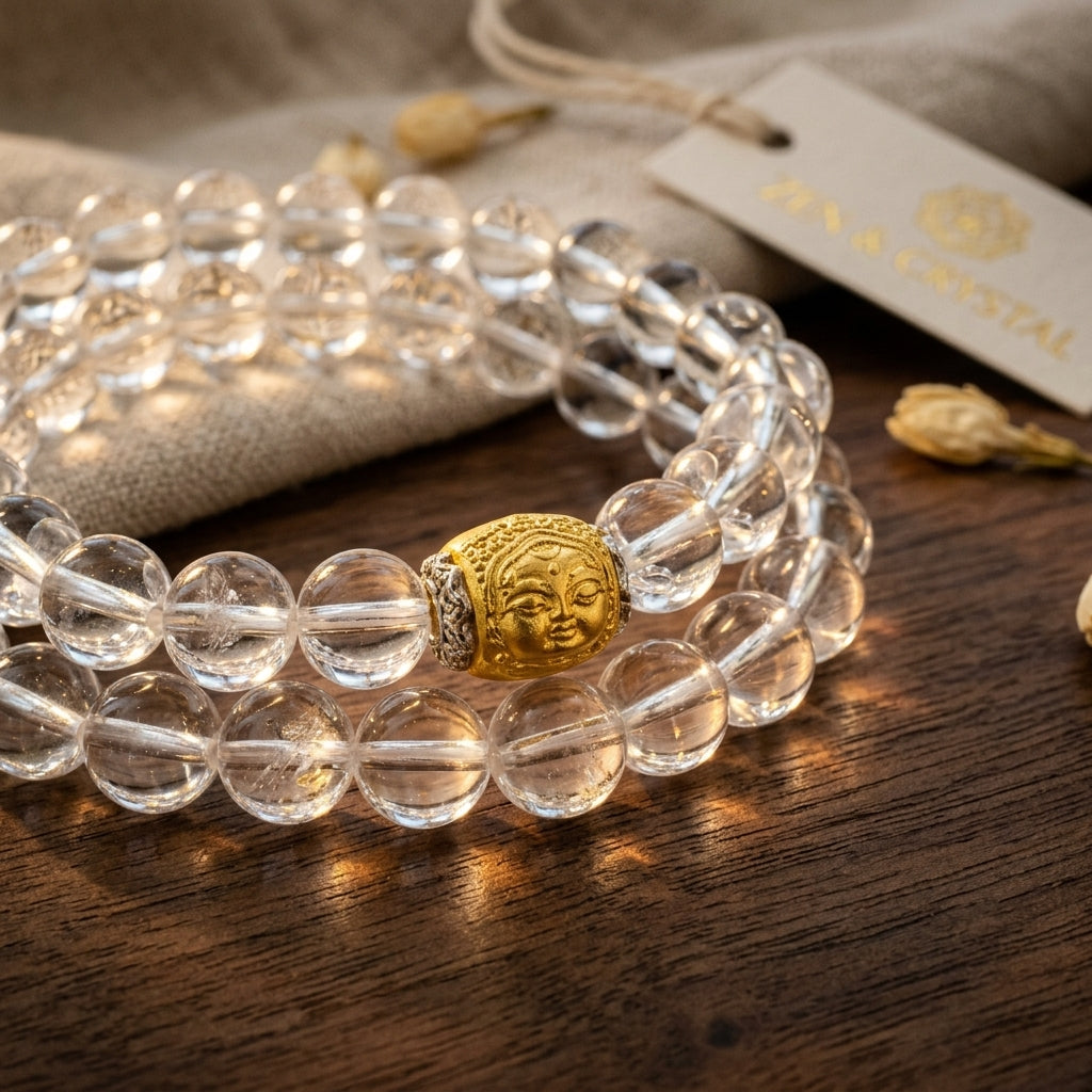 005 Master Healer Clear Quartz Bracelet - Multi-Row Manifestation Beads - Healing Crystal for Clarity & Positive Energy - Lucky Charm Jewelry - Zen Spirit Gift
