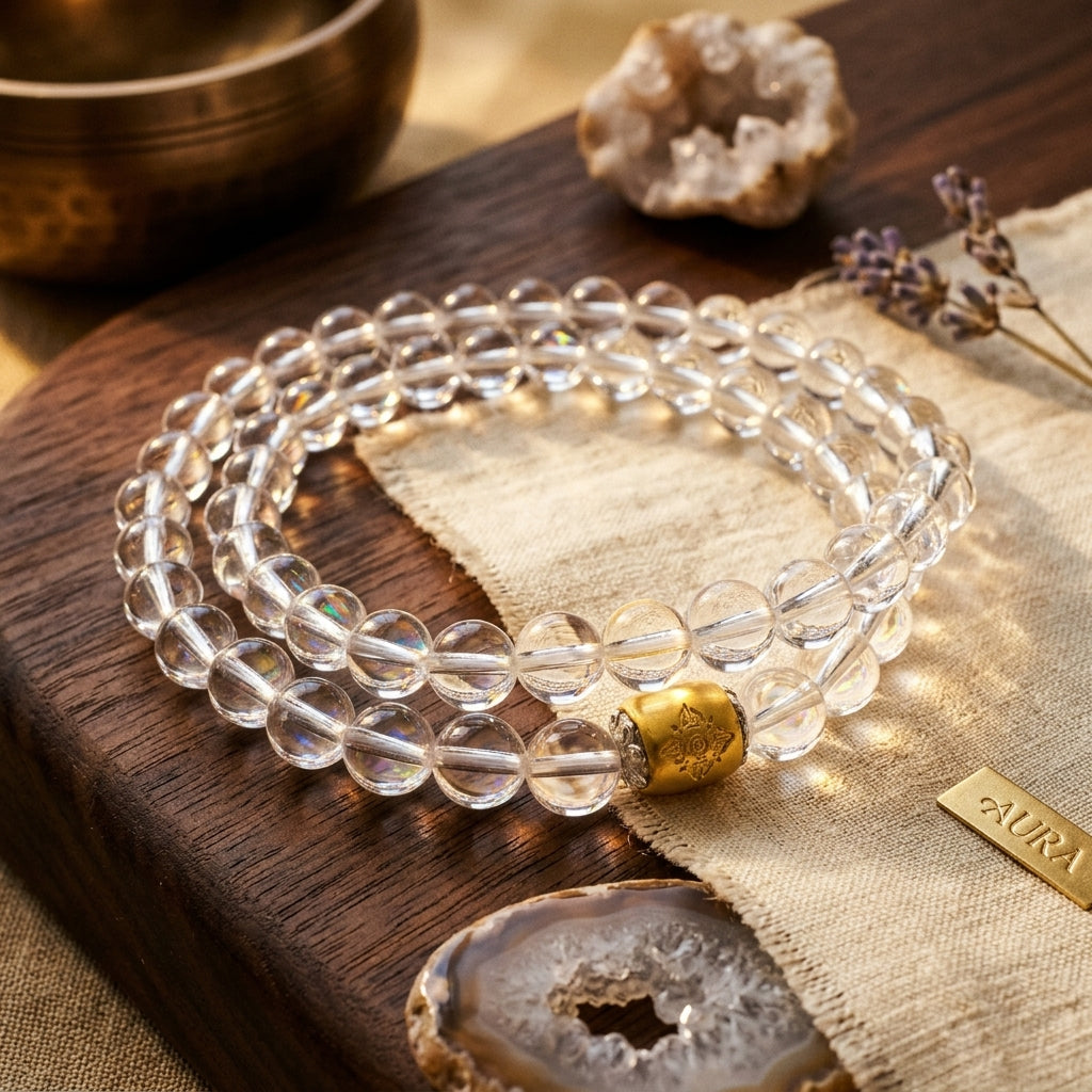 005 Master Healer Clear Quartz Bracelet - Multi-Row Manifestation Beads - Healing Crystal for Clarity & Positive Energy - Lucky Charm Jewelry - Zen Spirit Gift