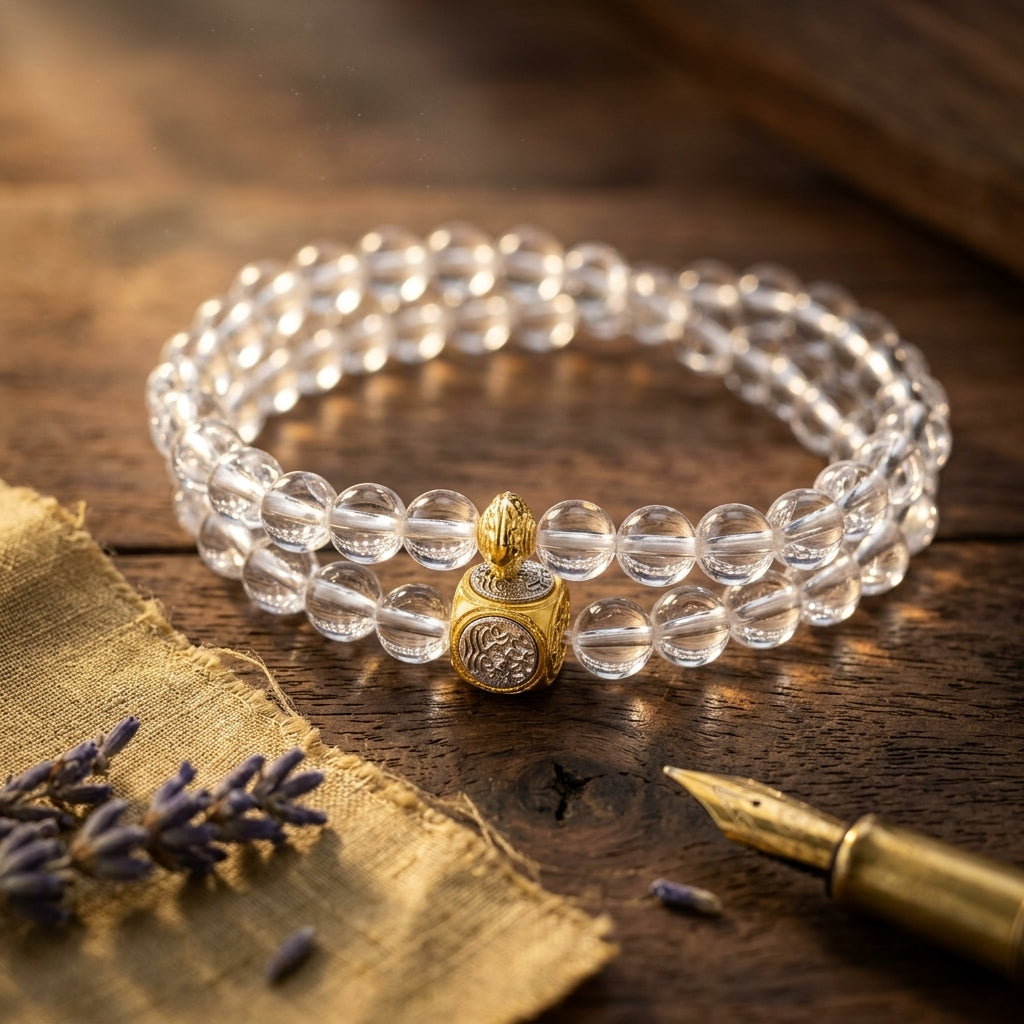 013 Sparkly Clear Quartz Beaded Bracelet ✨ Summer Vibes Energy Stone for Positivity - Minimalist Crystal Jewelry Gift for Her