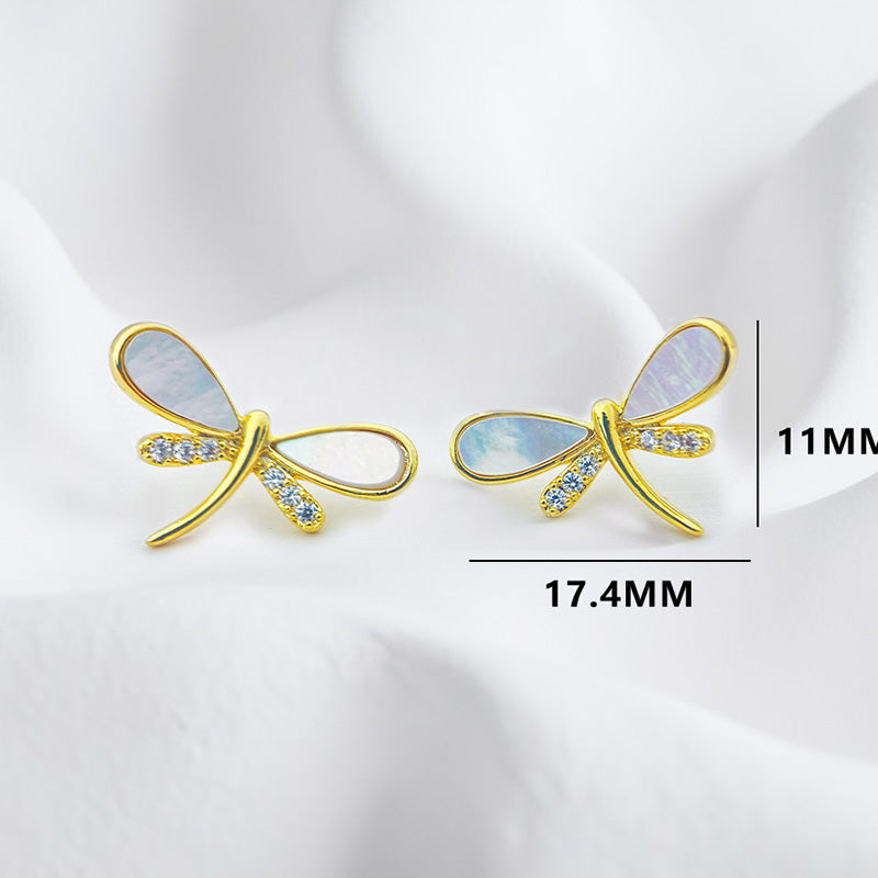 Lady Jewelry Artificial Gemstone Dragonfly Earrings