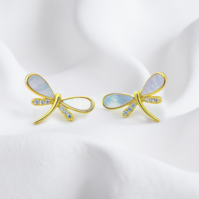 Lady Jewelry Artificial Gemstone Dragonfly Earrings